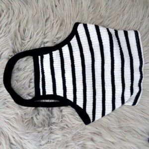 Black and white striped crop top